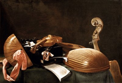 Müzik Aletleri ile Natürmort, c. 1650 by Evaristo Baschenis