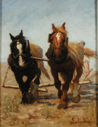 Çiftçilik Ekibi, Sussex Downs (tuval üzerine yağlı boya) by Evelyn Harke