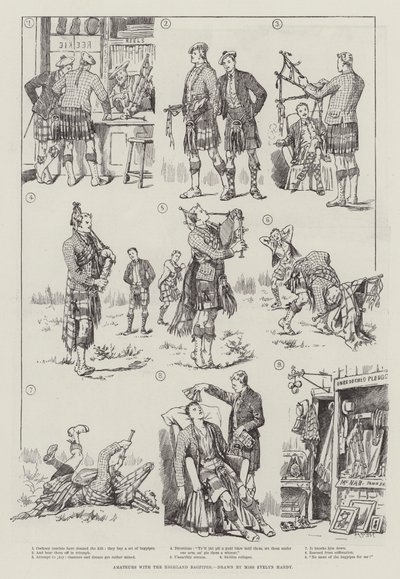 Highland Bagpipes ile amatörler by Evelyn Stuart Hardy