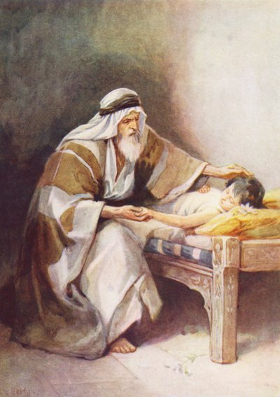 Elisha ve Çiftçinin Oğlu (renkli taş baskı) by Evelyn Stuart Hardy
