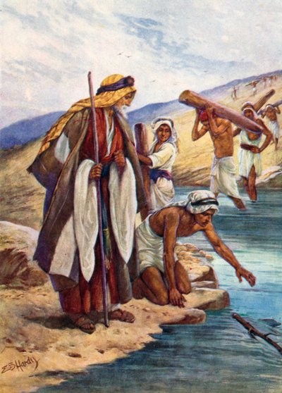 Elisha ve Balta Başı (renkli taş baskı) by Evelyn Stuart Hardy