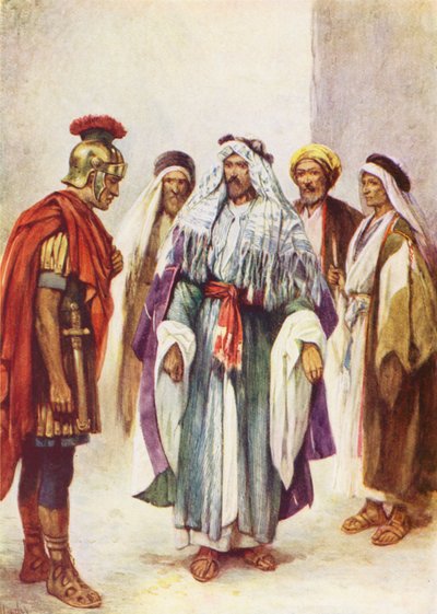İsa ve Centurion (renkli taş baskı) by Evelyn Stuart Hardy