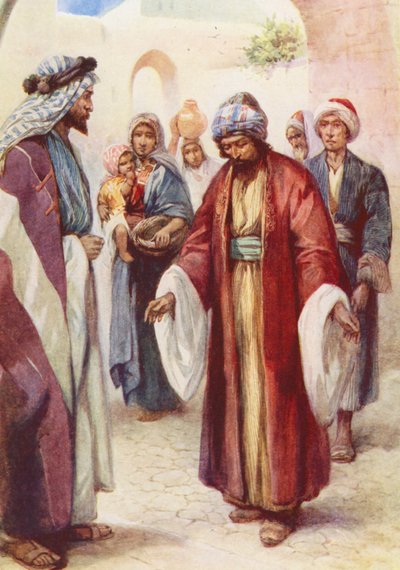 İsa ve Oğlunu İyileştirdiği Soylu (renkli taş baskı) by Evelyn Stuart Hardy
