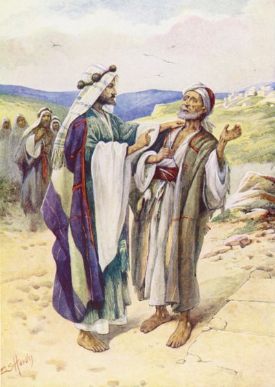 İsa sağır adamı iyileştirir (renkli taş baskı) by Evelyn Stuart Hardy
