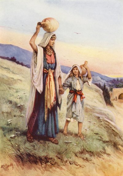 İsa annesine yardım ediyor (renkli taş baskı) by Evelyn Stuart Hardy