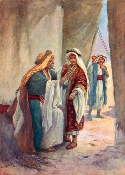 Yusuf Babasının Çadırında (renkli taş baskı) by Evelyn Stuart Hardy