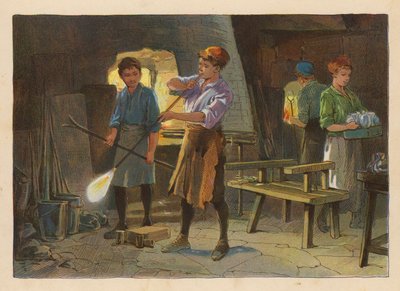 Küçük İşçiler: Cam Üfleme (renkli lito) by Evelyn Stuart Hardy