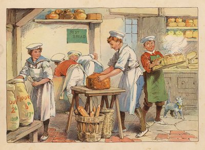 Küçük İşçiler: Fırıncılar (renkli taş baskı) by Evelyn Stuart Hardy