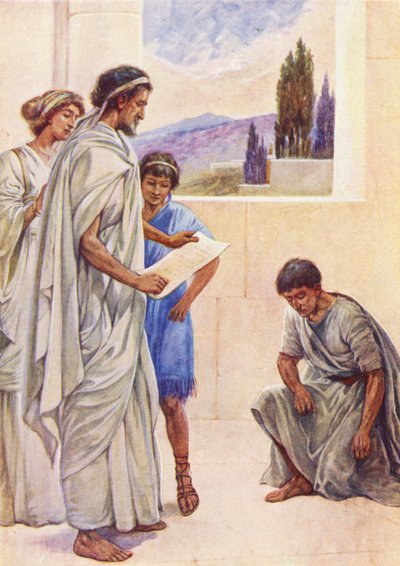 Efendisinden Kaçan Onesimus (renkli taş baskı) by Evelyn Stuart Hardy