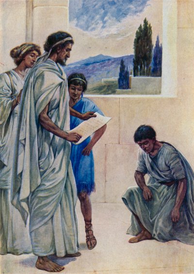 Efendisinden kaçan Onesimus (renkli taş) by Evelyn Stuart Hardy