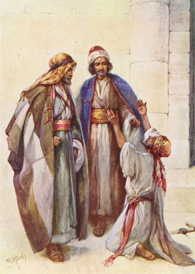 Petrus ve Yuhanna ve Topal Adam (renkli taş baskı) by Evelyn Stuart Hardy