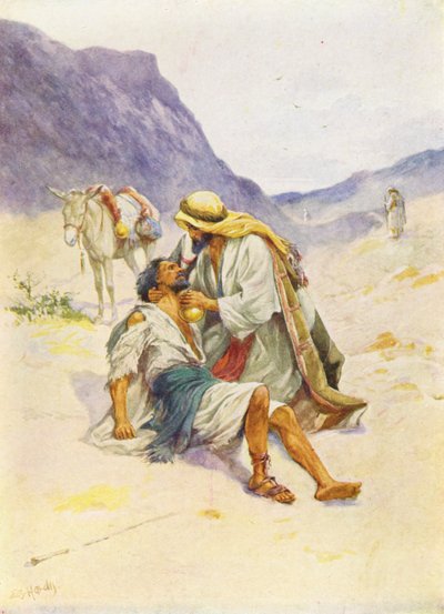 İyi Samiriyeli (renkli taş baskı) by Evelyn Stuart Hardy