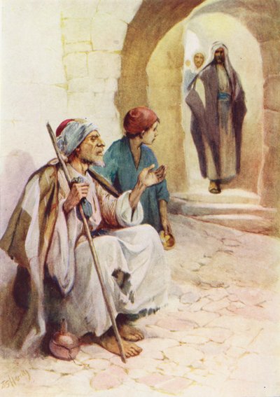 Kör doğan adam (renkli taş baskı) by Evelyn Stuart Hardy