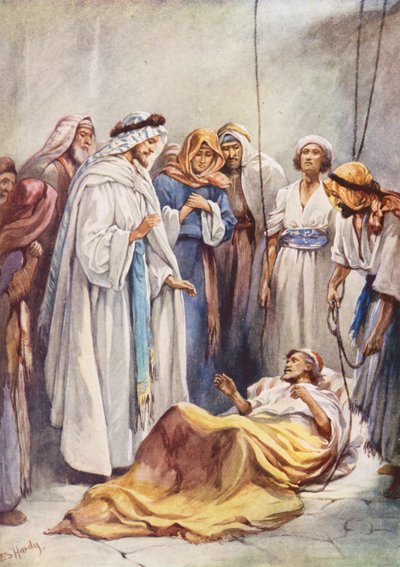Çatıdan Aşağı Bırakılan Adam (renkli lito) by Evelyn Stuart Hardy