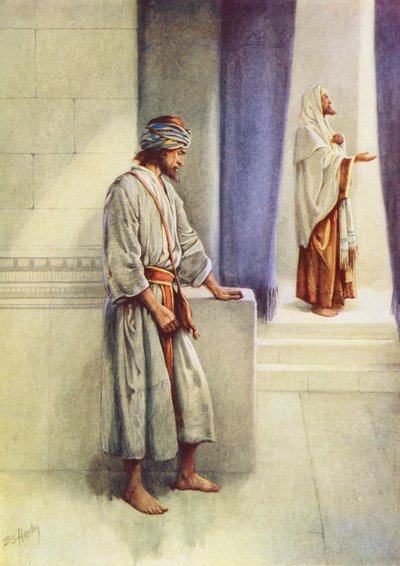 Ferisi ve Halktan Biri (renkli taş baskı) by Evelyn Stuart Hardy
