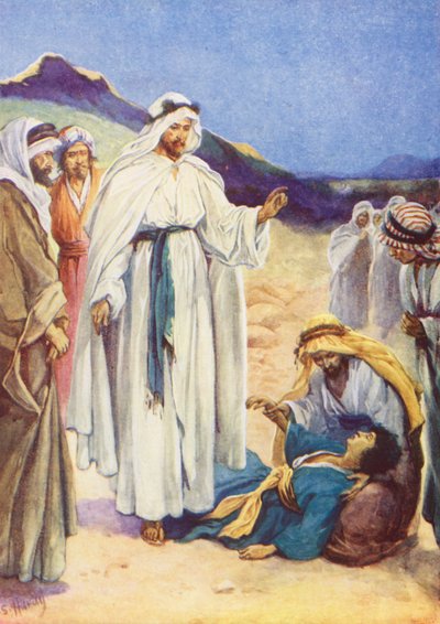 Sağır ve Dilsiz Çocuk İyileşti (renkli taş baskı) by Evelyn Stuart Hardy