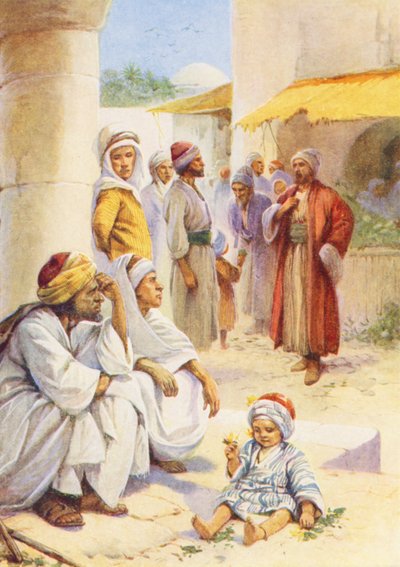 Pazar Yerinde Beklerken (renkli taş baskı) by Evelyn Stuart Hardy