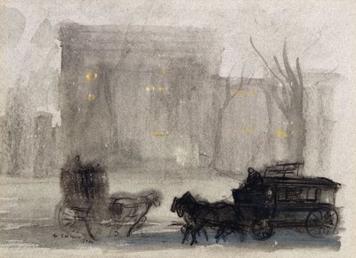 New York Manzarası - Washington Meydanı by Everett Shinn