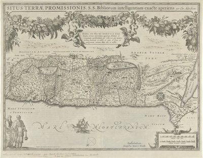 Vaat Edilen Arazi Situs terrae promissionis Haritası (nesne üzerindeki başlık) by Evert Simonsz Hamersvelt