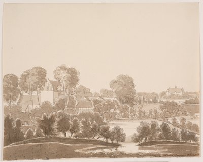 "Ørbæk tarafından, arka planda Ørbæklunde. Funen 1833" by F.M.E. Fabritius de Tengnagel