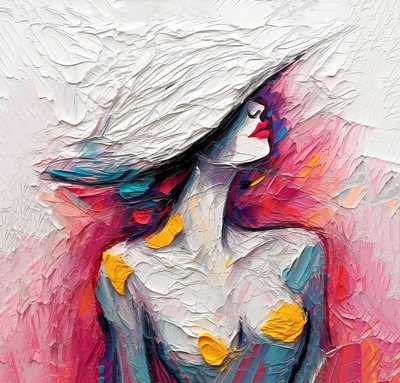 Soyut yağlıboya moda portre bayan, satılık duvar sanatı baskıları by F. Abderrahim