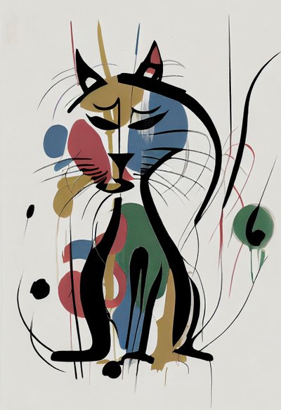 Ana hatlarıyla kedi çizimi, evcil hayvan portresi, satılık tuval üzerine duvar sanatı baskıları by F. Abderrahim