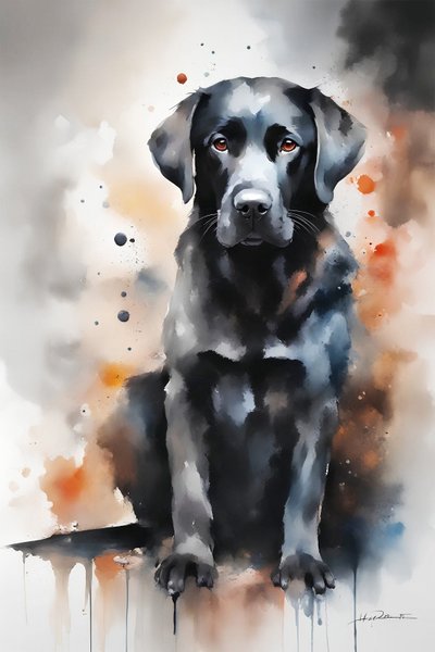 Sevimli siyah köpek portresi, Tuval üzerine evcil hayvan boyama, Duvar yatak odası dekorasyonu, sanat baskıları by F. Abderrahim