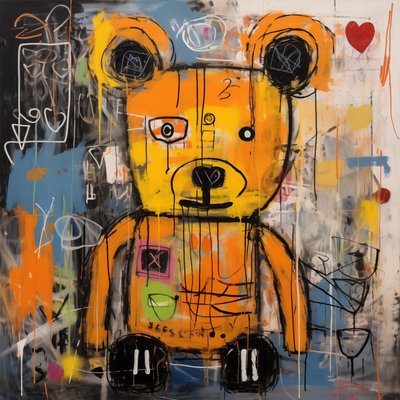 Dekor sevimli ayı soyut resim, jean michel Basquiat tarzı, sanat baskıları by F. Abderrahim