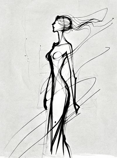 Kız silueti çizimi, minimalist duvar sanatı baskıları, oda dekorasyonu by F. Abderrahim