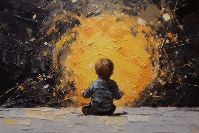 Masum portre, Minimalist resim koyu fırça darbeleri, sanat baskıları by F. Abderrahim