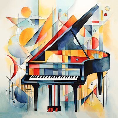Kandinsky soyut stili, Soyut piyano tuşları, salon ve oturma odası duvar dekorasyonu by F. Abderrahim