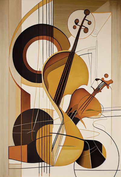 Müzik soyut, keman yağlı boya tablo, duvar sanatı baskıları, yatak odası dekorasyonu by F. Abderrahim