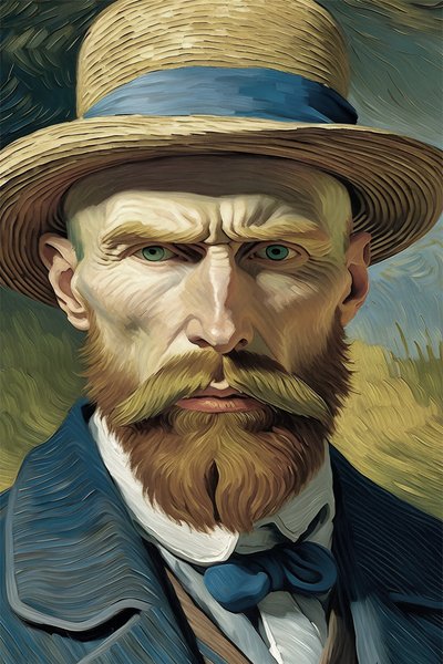 Retro vintage, Bir adamın portresi, van gogh, stil, duvar sanatı baskıları by F. Abderrahim