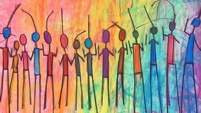 Bir insan kalabalığının ilkel tablosu, minimalist portre, sanat baskıları by F. Abderrahim