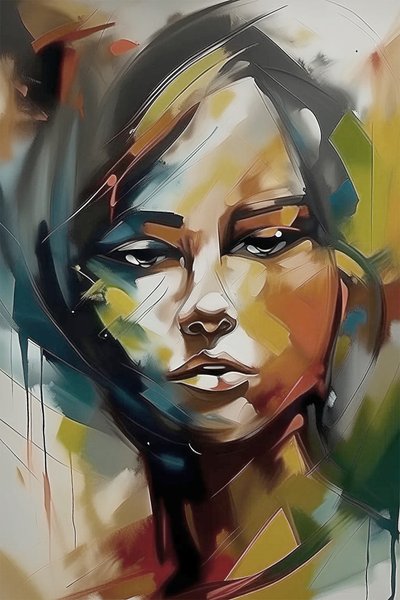 Satılık tuval üzerine üzgün kız yüz boyama, kadın güzelliği sanat baskıları by F. Abderrahim
