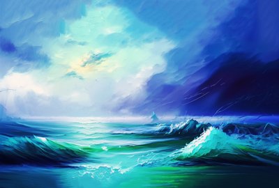 soyut resim deniz manzarası pastel renk, tuval ve Duvar sanatı baskıları online by F. Abderrahim
