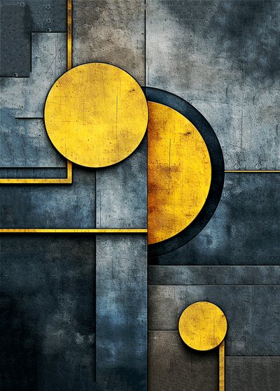 soyut geometrik şekillerin kakofonisi, duvar tablosu by F. Abderrahim