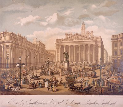 İngiltere Bankası ve Kraliyet Borsası, Londra, c1860 by F Appel