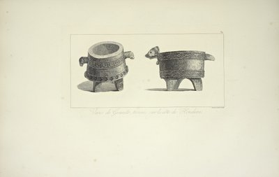 Honduras Sahilinde Bulunan Granit Vazolar, Alexander von Humboldt ve Aime Bonpland tarafından "Amerika Yerli Halklarının Cordilleras ve Anıtlarının Görünümleri" adlı çizim, 1813 by F. Arnold