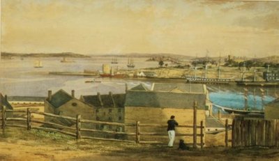 Circular Quay, Sidney, 1870 dolayları (suluboya) by F. Halsted