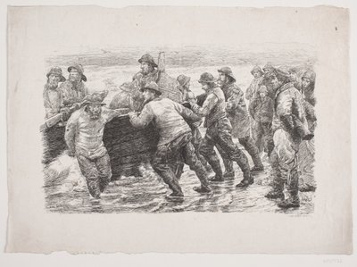 Suya bir tekne koyma sürecinde balıkçılar by F. Hendriksen