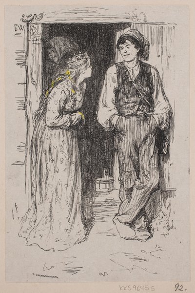 "Prensesleri güldüren Askeladden" için illüstrasyon by F. Hendriksen