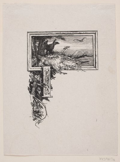 İlk skeç. Bir kartal yuvası ile "J" by F. Hendriksen