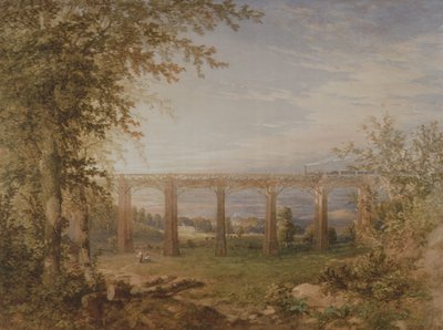 Buharlı Trenli Tuğla ve Kereste Demiryolu Viyadüğü, 1849 (kağıt üzerinde wc) (3247622 çifti) by F. S. Cook