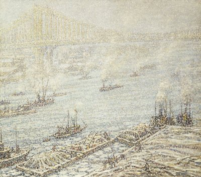East River, New York, Kış, 1915 dolayları (tuval üzerine yağlı boya) by F. Usher de Voll