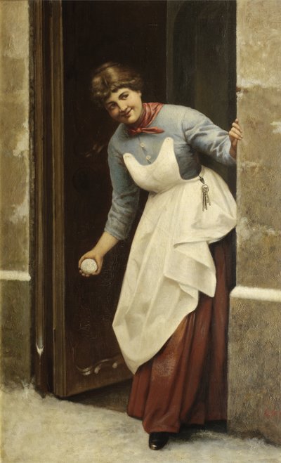 Kar topu olan kadın by F. W.