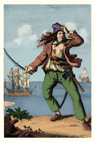 Mary Read - İngiliz kadın korsan (gravür) by F. Wentworth