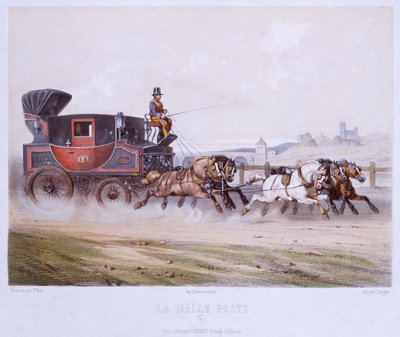 Posta Arabası, Charles Bargue (1826-83) tarafından kazınmış by F. after Fort