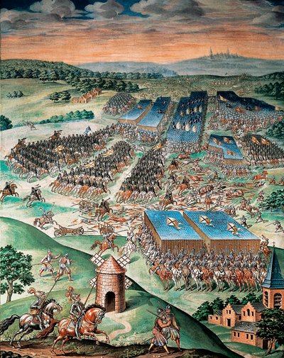 İspanya ve Fransa arasındaki Saint Quentin Savaşı (1557) by Fabrizio Castello