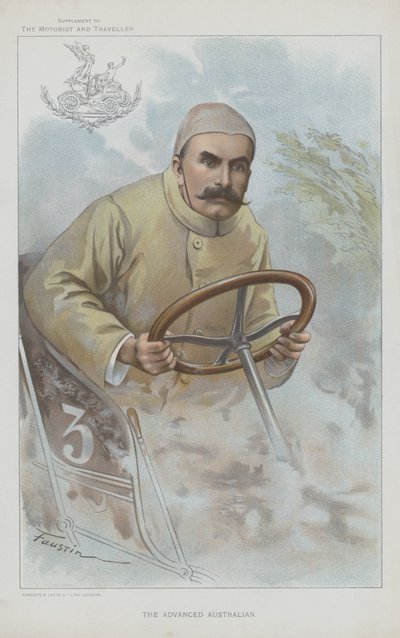 Selwyn Edge, Avustralya doğumlu İngiliz yarış pilotu (chromolitho) by Faustin